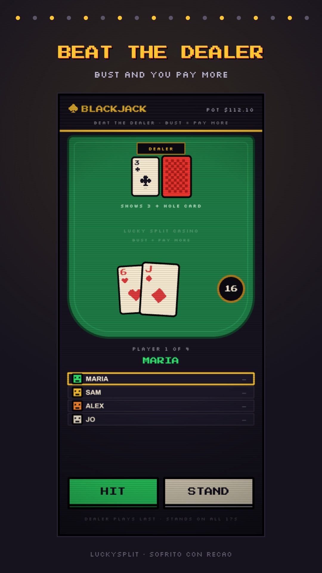 Splitting a bill with a casino mini-game